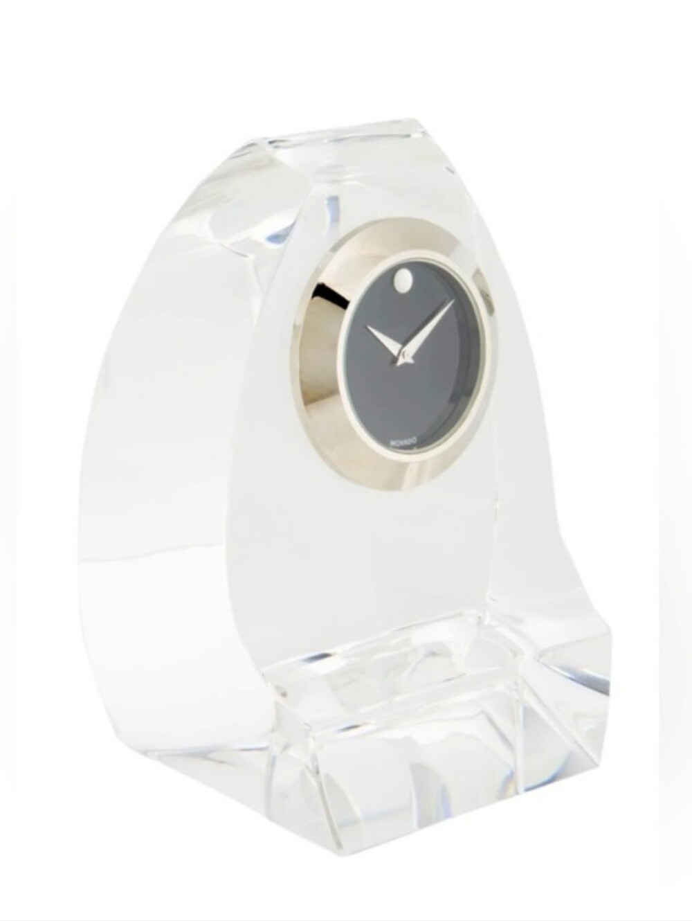 MOVADO TCL000136M Heavy Clear Crystal Museum Dial Desk Clock Untested